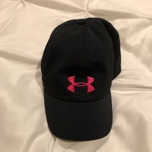 Black under armour hat with pink logo